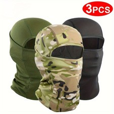 3pcs Balaclava Mask For UV Protection, Breathable Motorcycle Helmet Lining, Camo
