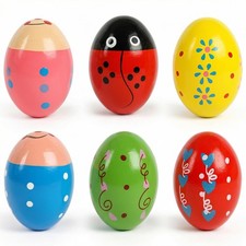 SallyFashion 6PCS Egg Shakers Musical Instruments for Babies, Wooden Maracas ...