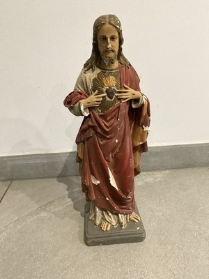 Tolle alte religiöse STATUE - - aus Gips ca. 45 cm signiert