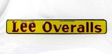 Vintage Lee Overalls Tin Metal Embossed Sign Original Advertising 