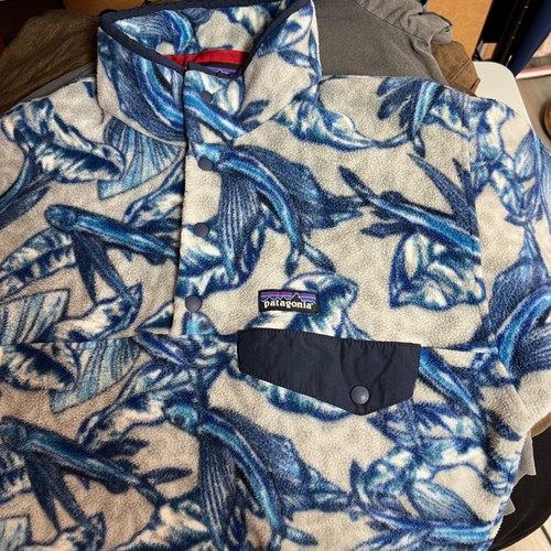Patagonia Synchilla Mens Small Flying Fish Fleece Pullover Blue Sweatshirt - Picture 10 of 11