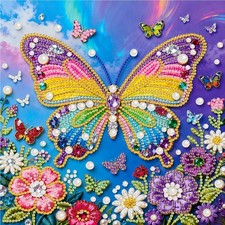 Butterfly Pearl Pearl Diamond Painting Kit 12 x 12 Inch 5D DIY Craft for Adults