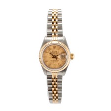 Ladies Rolex Datejust 26MM 69173 Champaign Linen Dial Yellow Gold Steel Watch