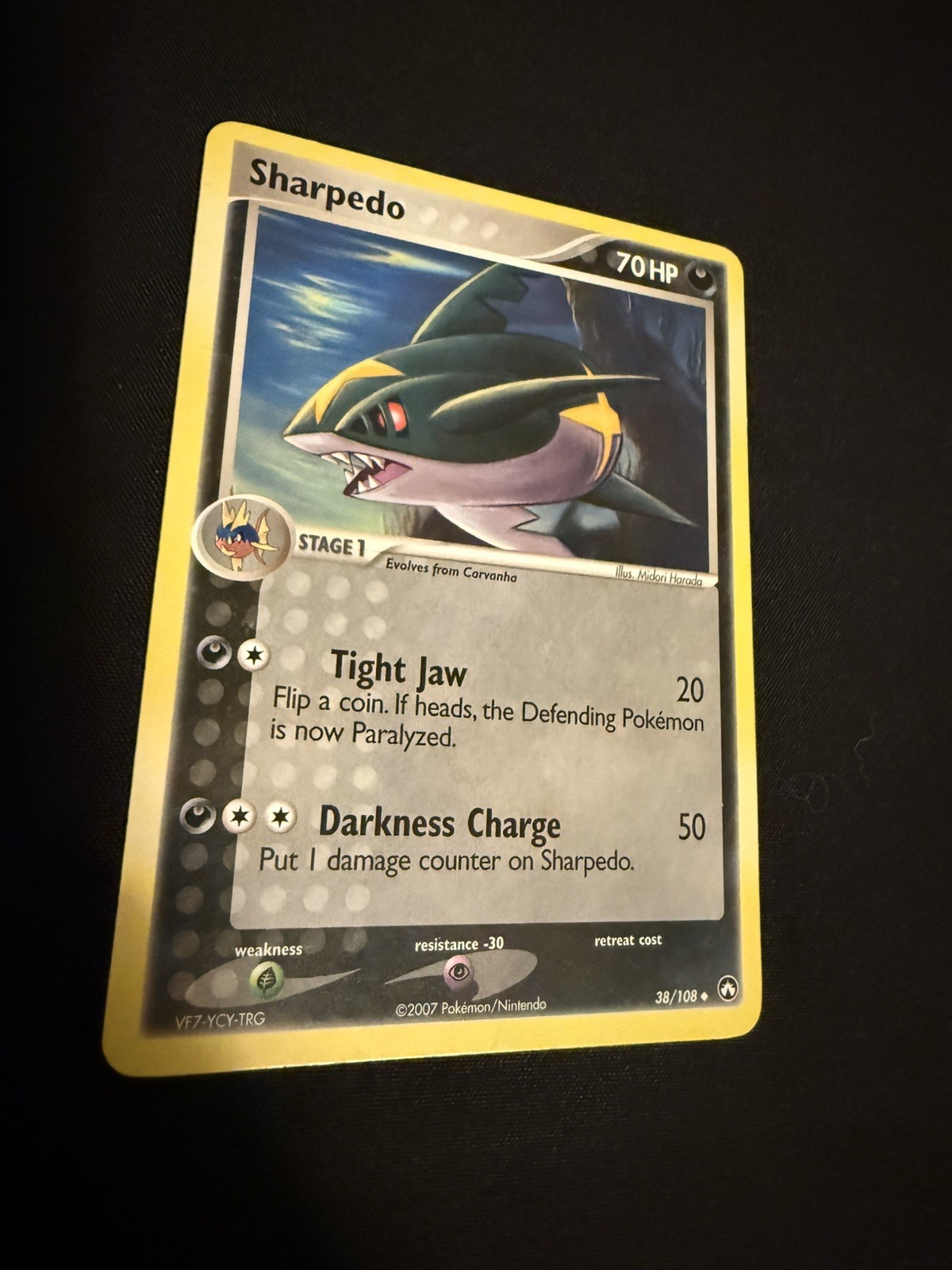 Sharpedo 38/108 EX Power Keepers Stamped Reverse Holo Pokemon Card - LP