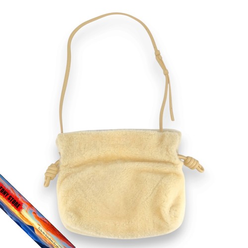 LOEWE Flamenco Clutch Shearling Bag Beige Women's Leather Accessories