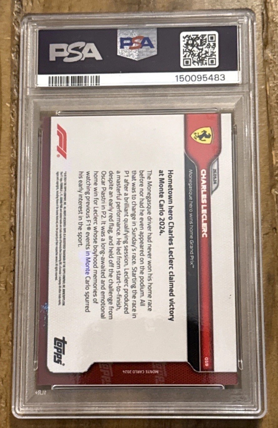 2024 Charles LeClerc Topps Now Formula 1 #19 Black #/99 PSA 9 Mint - Wins Monaco view 11