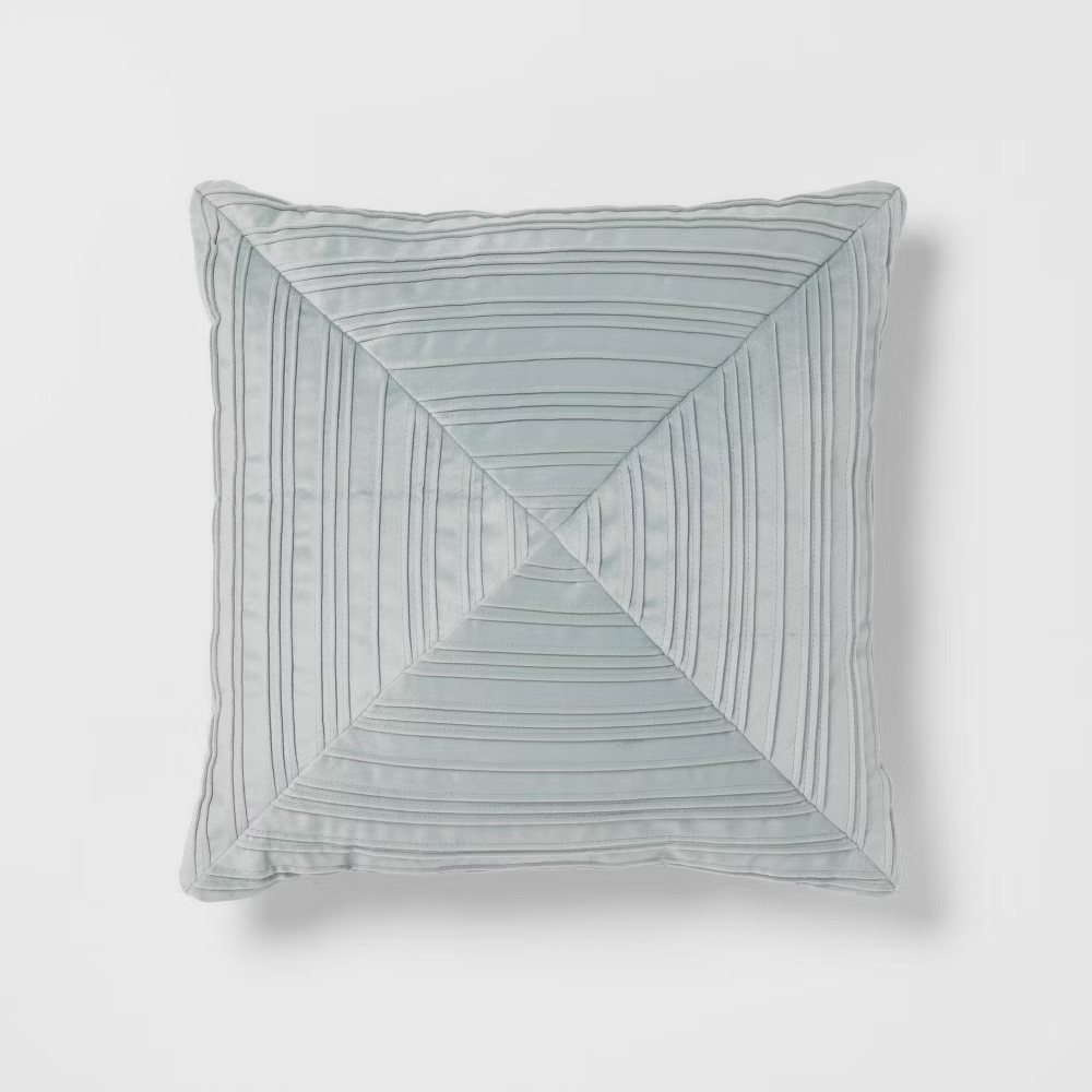 18x18 Luxe Square Velvet Pleated Decorative Pillow Light Teal - Threshold 2490₽