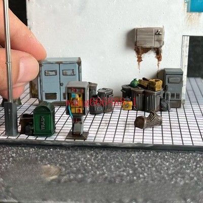 1:64 City Street View Rubbish Bin Model Garage Scene Display Props Diorama Model
