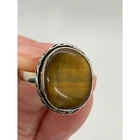 Vintage Sterling Silver Ring with Tiger’s Eye Cabochon – Size 8