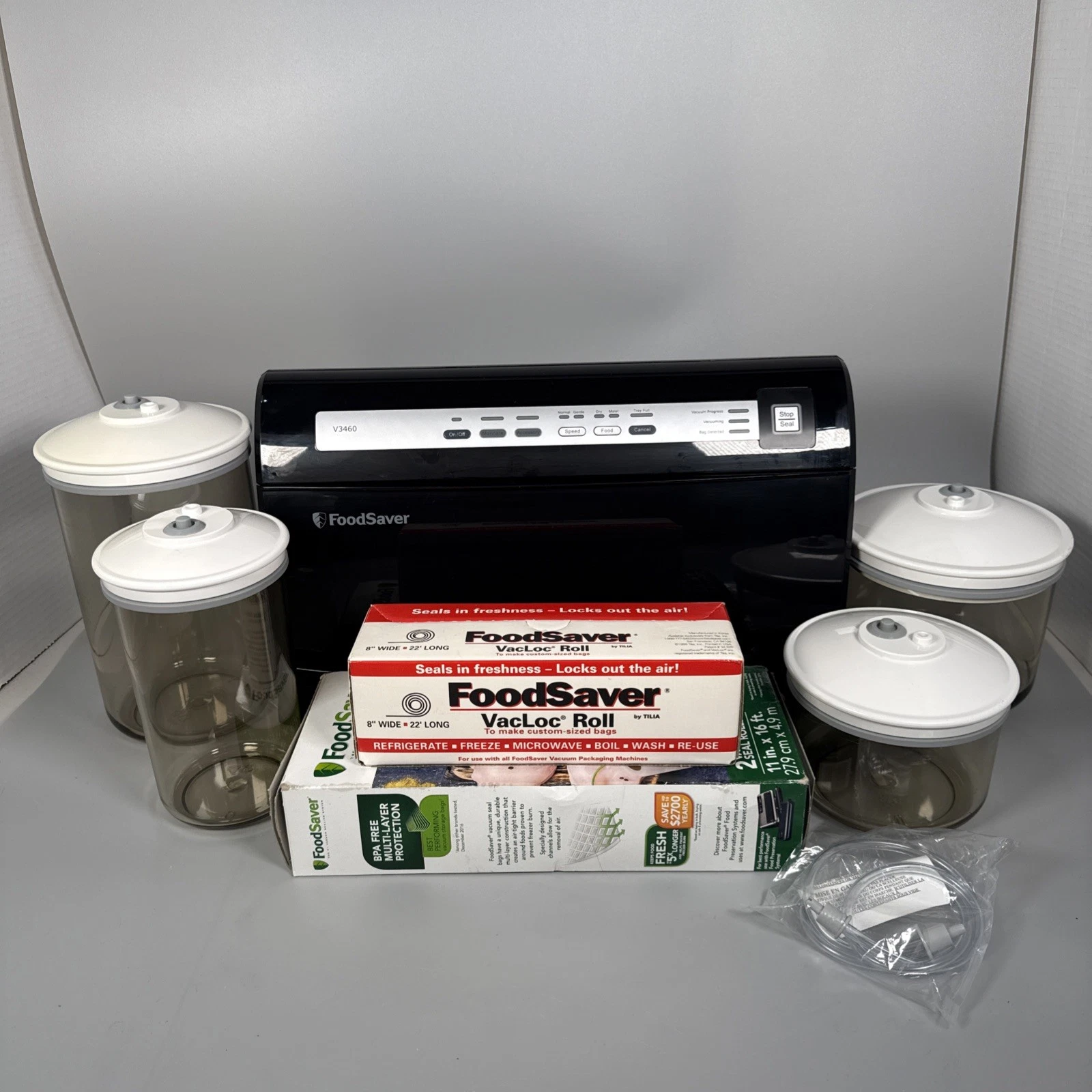 FoodSaver V3460 Food Preservation Vacuum Sealer Canisters Bags
