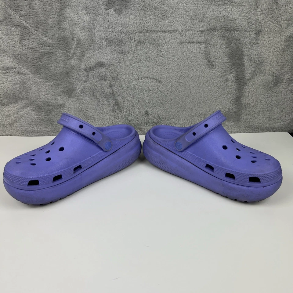 Девочек Junior 6 Crocs классический Crush платформе добавленной высоты фиолетовый сабо туфли б/у в отличном состоянии - Изображение 3 из 4
