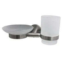 Wall-Mounted Toothbrush Holder and Soap Dish Two Function Brushed SUS304 Stai...