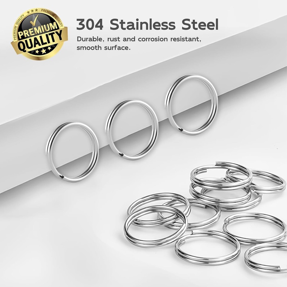 120 Pcs Mini Split Rings, 1/2 Inch Small Key Rings Bulk Stainless Steel ...