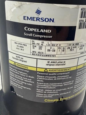 Copeland ZP49K6E-PFV-830 230V Scroll Compressor - Black for sale