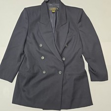 Vintage Classiques for Nordstrom Petites Wool Double Breasted Blazer Jacket Navy