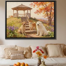 Dog Oil Painting Labrador Framed Canvas Print Wall Art Living Room Decor