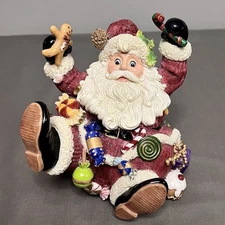 Fitz And Floyd Sugar Plum Christmas Santa Claus Music Box Decor 6x6x6.5”