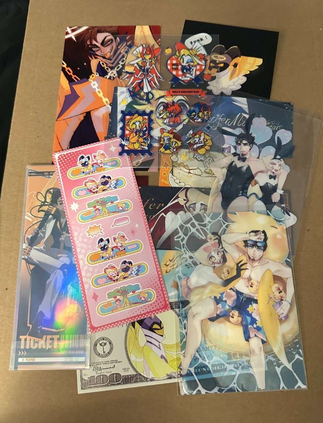 Hazbin Hotel AdamsApple Adam & Lucifer Fanmade Art Print + Sticker Bundle