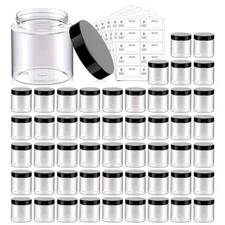 50 Packs 4Oz Container With Lids Clear Plastic Round Storage Jars 6.2cm Height