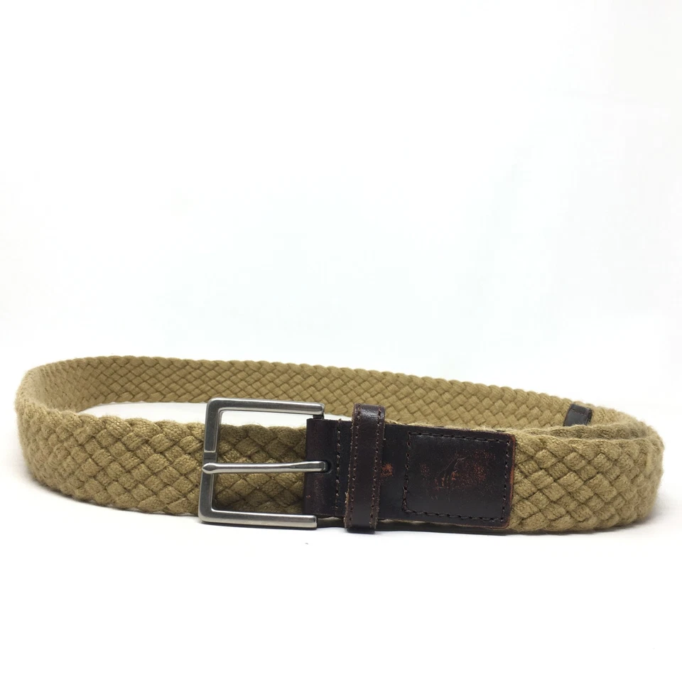 Cinto Masculino Tommy Bahama Tamanho 38 40 Grande Tecido de Couro Marrom Casual Preppy - Imagem 3 de 4