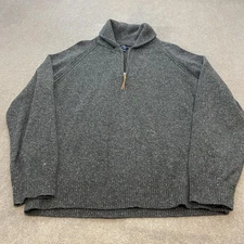 J Crew Sweater Mens Large Gray Lambswool Blend Half Zip Donegal Knit Pullover