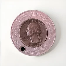 1958 Encased Silver Quarter , First Federal Savings and Loan of Broward Co - T4