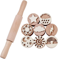 nbeads 9 Stck. Holzstempel Knetmassen Set, Wetter Themen Stempel Mit Nudelholz T