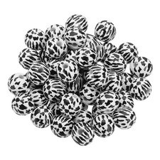 50PCS Wooden Beads,16mm Cow Leopard Print Wood Beads Loose Spacer Beads,Black 2