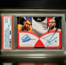 2023 Topps Mercury V. Wembanyama/T. Parker (RC) Dual Auto Red Refractor /5 PSA 8