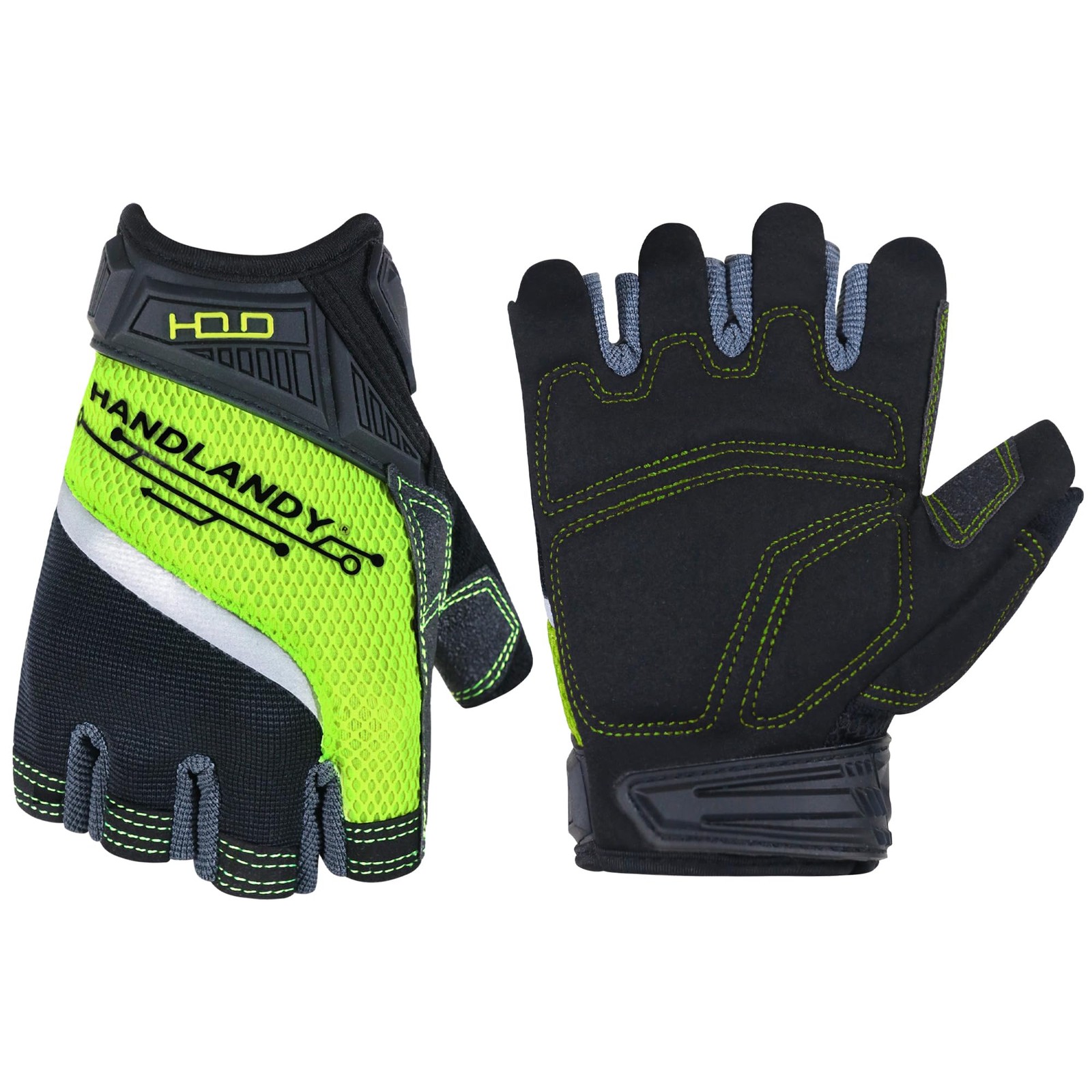 Gants de travail sans doigts antidérapants et respirants pour homme