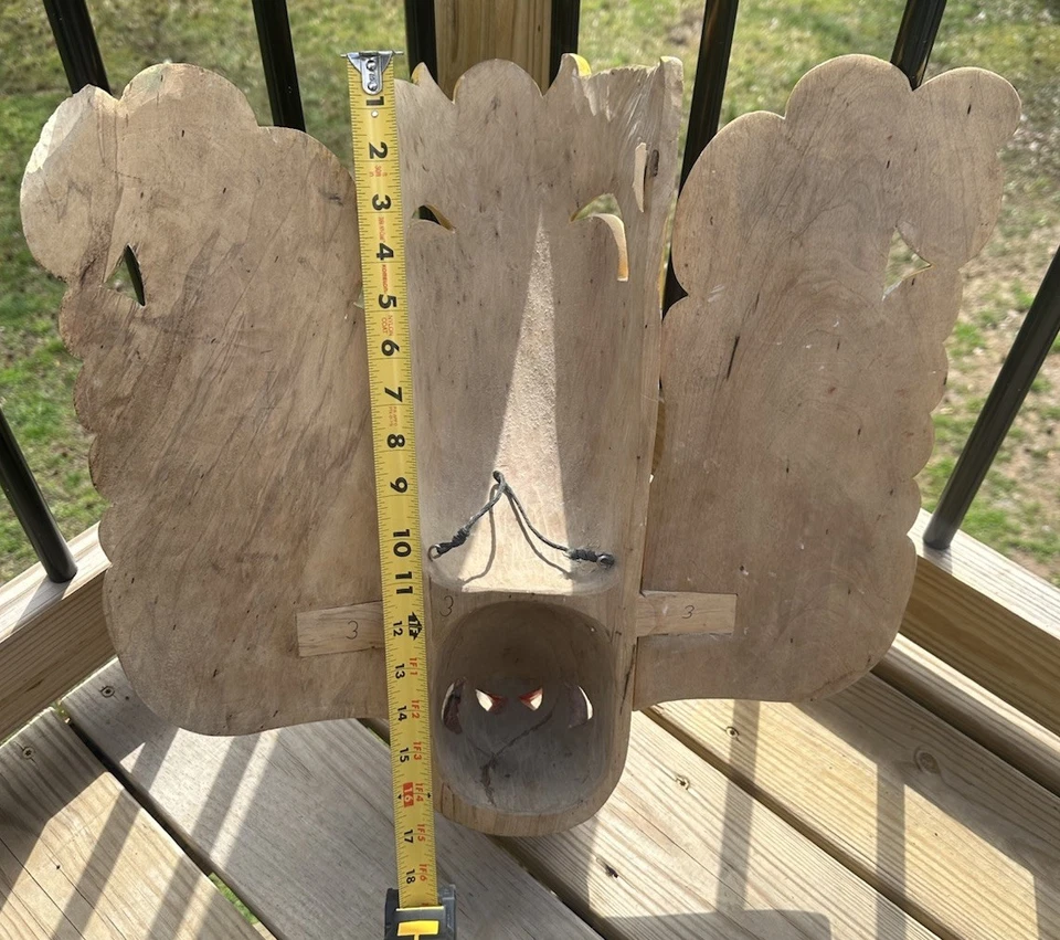 "Máscara de madera tradicional de Sri Lanka águila diablo decoración del hogar máscara colgante tamaño 18""" Foto 3 de 4