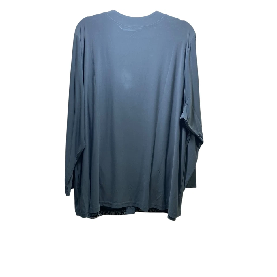 Cárdigan Bob Mackie Usable Artístico Azul Pizarra Gris Geométrico Para Mujer 3X Nuevo Artístico Foto 3 de 4