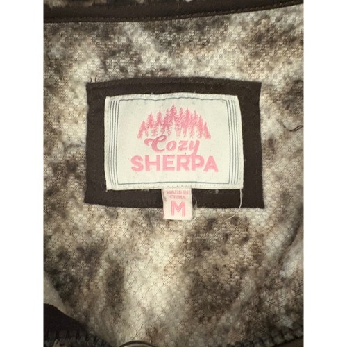Cozy Sherpa Leopard Print Quarter Zip Pullover Jacket Women's Medium M - Picture 5 of 7