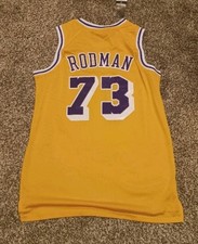 Dennis Rodman XL Yellow Los Angeles Lakers New NBA Basketball Jersey 73