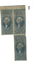 U S Stamps Scott R78a one dollar fifty imperforate block of 3 used cv 275.00