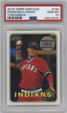 2018 Topps Heritage Throwback Francisco Lindor #145 PSA 10 Gem Mint