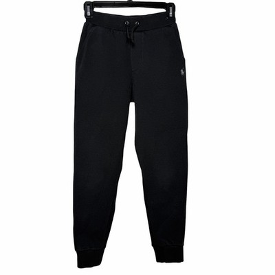 Polo Ralph Lauren Boys Jogger Sweatpants Black Fleece Gray Pony Size S Tapered