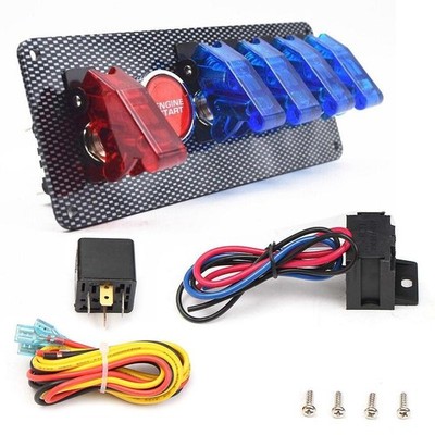 12V Racing Car Ignition Switch Panel Relay Engine Start Push Button LED Toggle