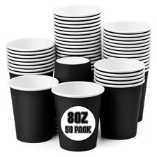 50 Pack 8oz Paper Cups Disposable Water Hot/Cold Cups Black