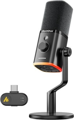 Maono PD100W Wireless Dynamic Desktop Microphone USB-C RGB Black Streaming Mic