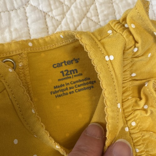 Carter’s 12 Monate gelb gepunktet Rüschen Einteiler Body kurze Ärmel - Bild 5 von 7