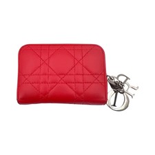 Portafoglio con cerniera Lady Dior Cannage Red di Christian Dior e soffietto