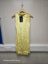 Prettylittlething Women's Champagne Velvet Bodycon Dress  Size 16