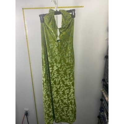 Hello Molly Lime Green Burnout Velvet Floral Halter Maxi Dress Size 6 NEW