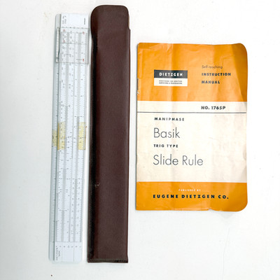 Dietzgen #1765P  Basik Trig Type Slide Rule w/Manual, Case - German - Vintage