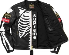 Men's Leather Jacket Motorcycle Skeleton Biker Genuine Cow Leather Jacket