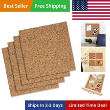 Cork Tiles, Bulletin Board Cork Panels 12" x 12" x 3/16", Natural, 4 Pack 102