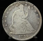 1875 US Seated Liberty Half Dollar 50C Silver Coin