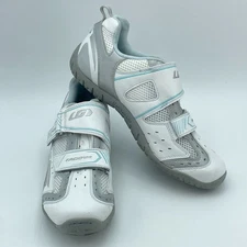 LOUIS GARNEAU Womens 10 Ergo Grip White Blue Cycling Shoes Mountain Bike