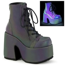 Pleaser Demonia Cam203 B 5In Chunky Platform Lace-Up Ankle Boot Metal Back Zip